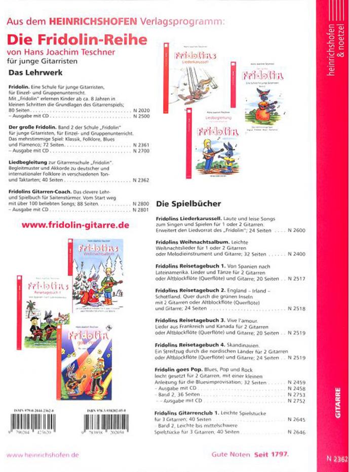 Fridolin: Fridolin - Liedbegleitung zur Gitarrenschule