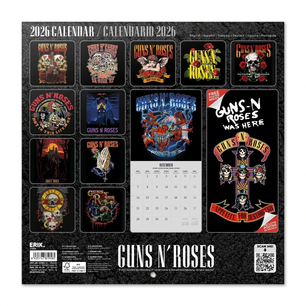 Merch Guns N Roses - Kalender 2026 30x30