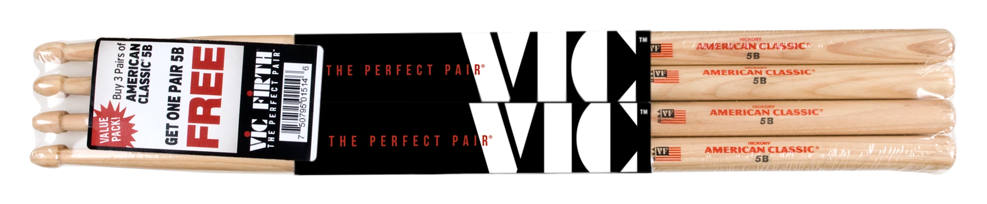Vic Firth Holzkopf 5B Value Pack 3+1 gratis