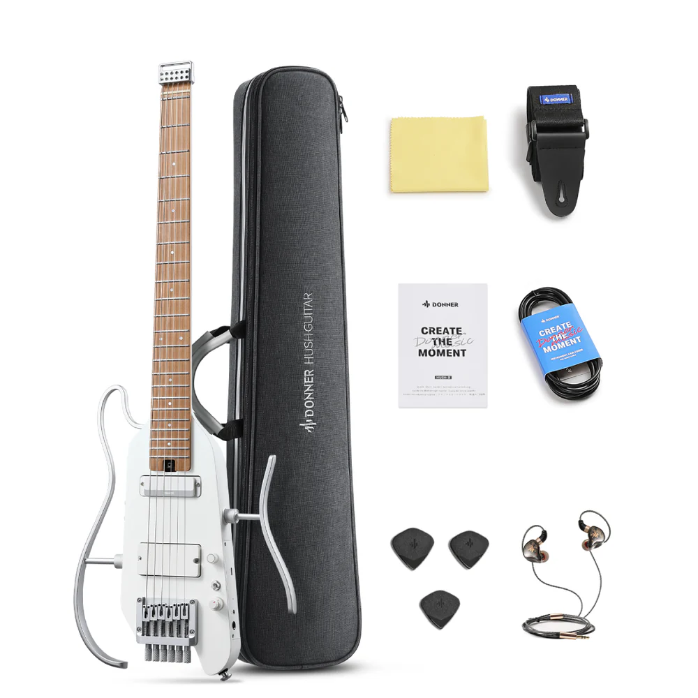 Donner HUSH-X PRO E-Gitarre satin white