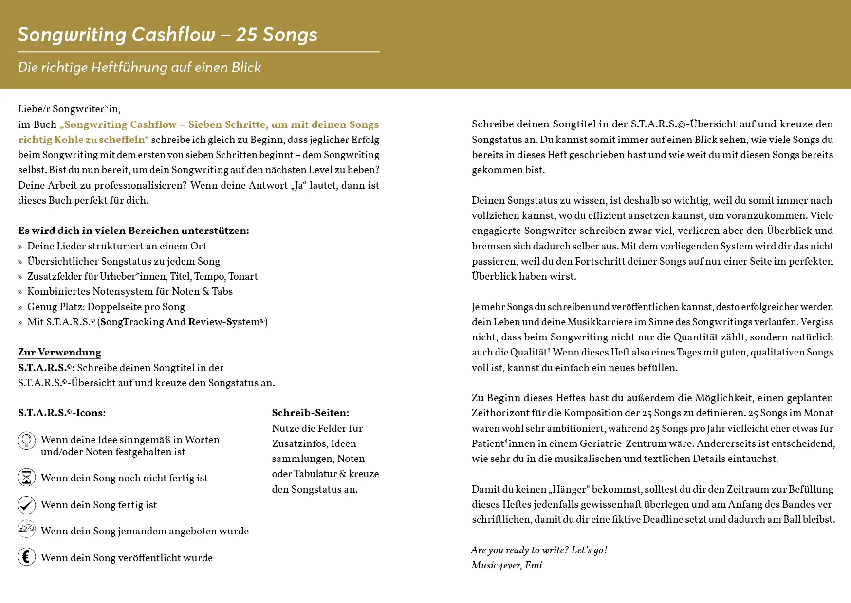 Songwriting Cashflow - 25 Songs