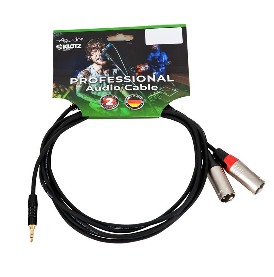 Agurdes Cables 1xStereo Miniklinke 3,5mm-2xXLRmale 3m