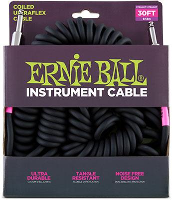 Ernie Ball Spiralkabel Schwarz 9,14m