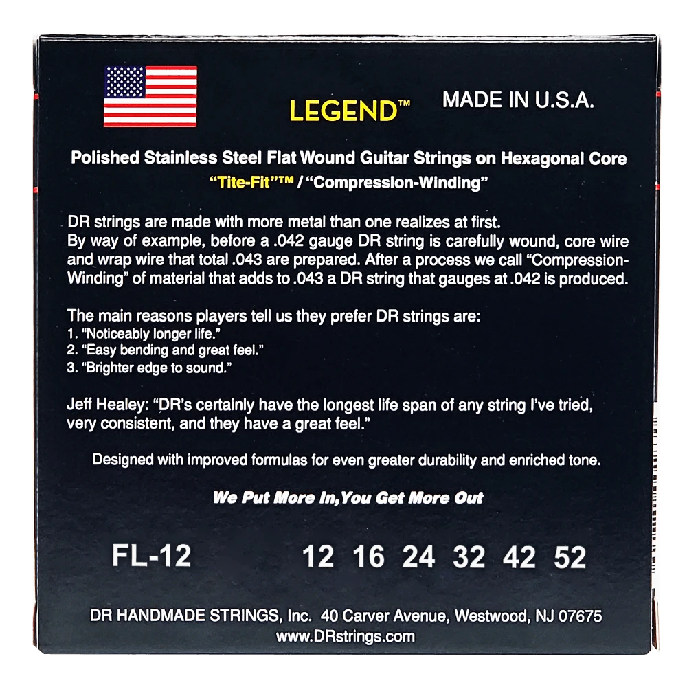 DR LEGEND Polished Flatwound Medium 12-52
