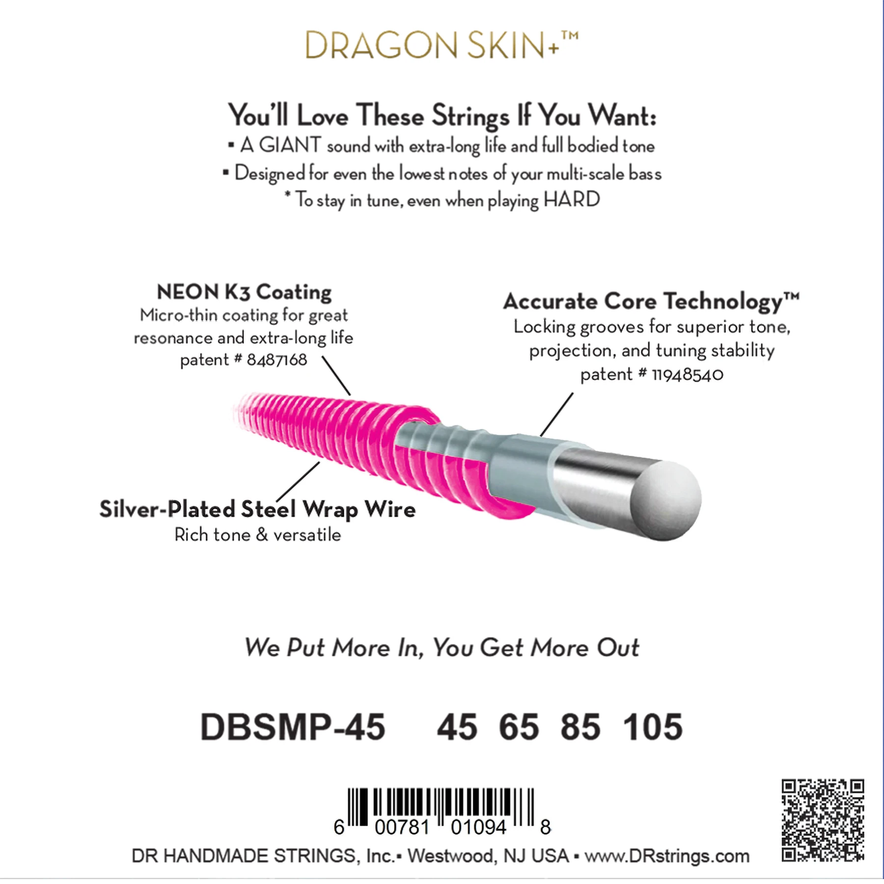 DR Strings Pink Dragon 45-105 Multi-Scale
