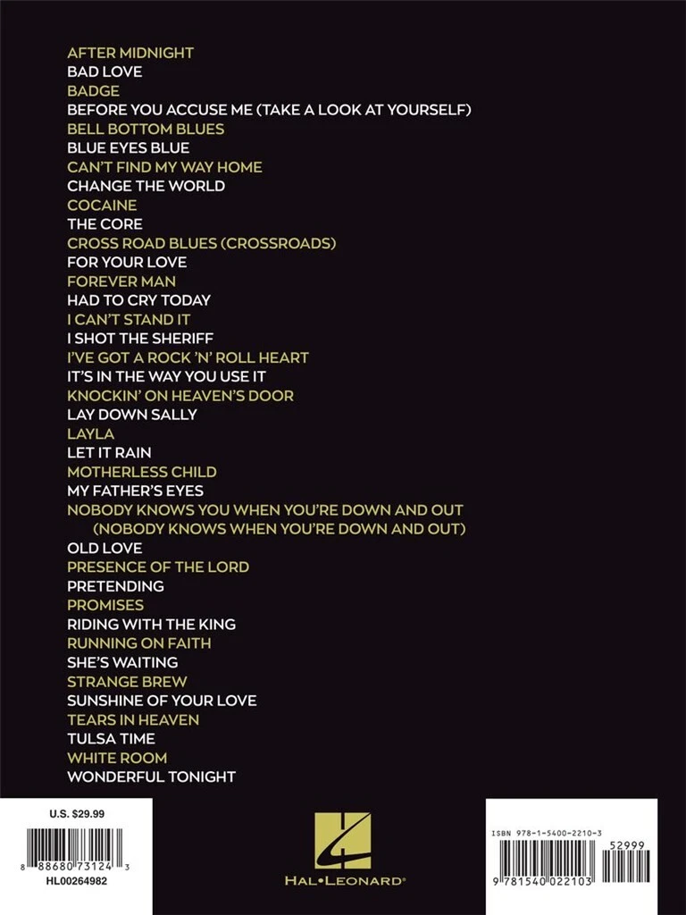 Eric Clapton - SHEET MUSIC ANTHOLOGY