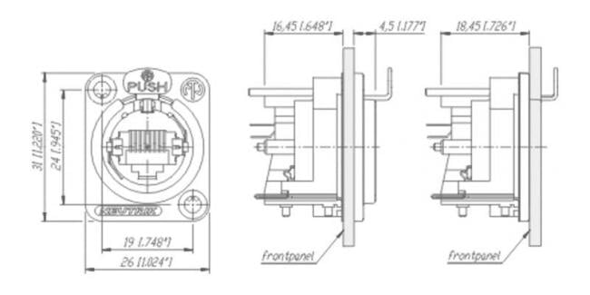 Neutrik NE8FDV D-Type Einbaustecker Ethercon nickel