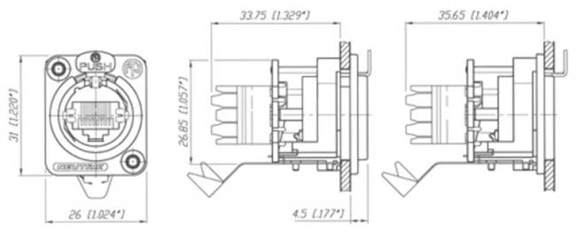 D-Type Einbaustecker Ethercon nickel