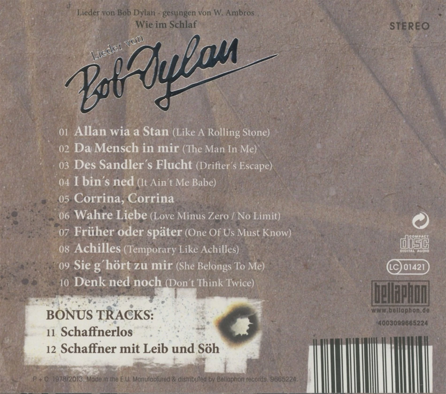 Ambros, Wolfgang - Lieder von Bob Dylan - Wie im Schlaf - Remastered Deluxe Edition