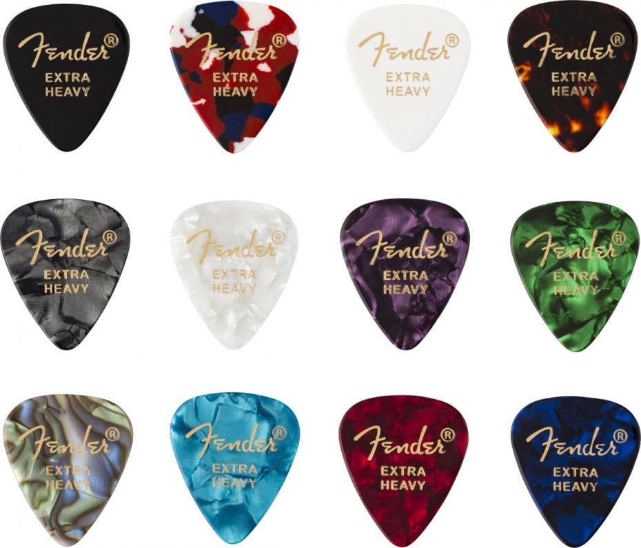 Fender Plektren 351 Shape Celluloid Medley Medium 12Stk