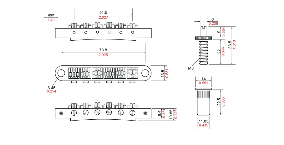 TonePros TPFR Roller Bridge Large Post Nickel